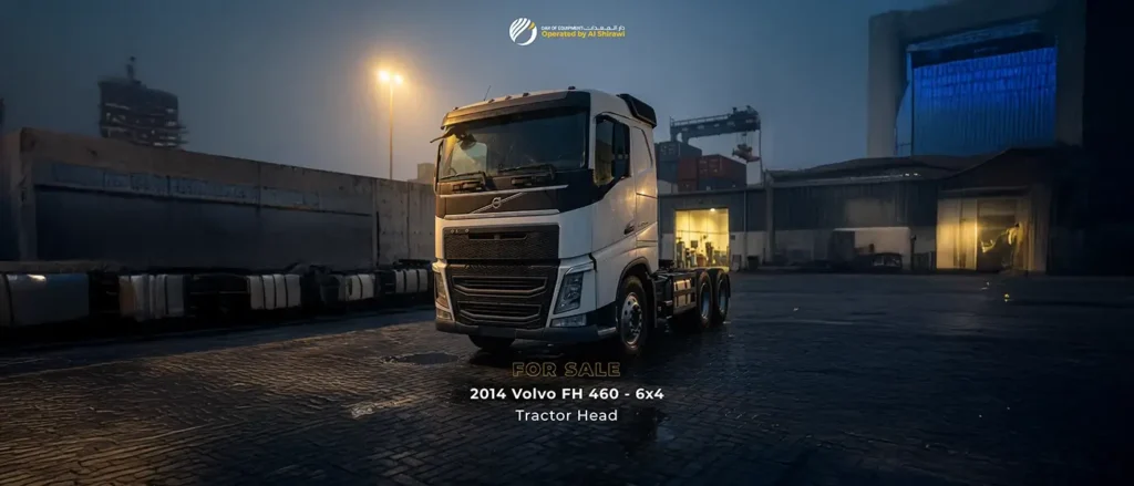 Inspected used trucks at a commercial vehicle yard in Dubai