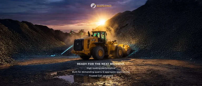 Used CAT and Komatsu wheel loaders for sale at Dar Of Equipment in Dubai