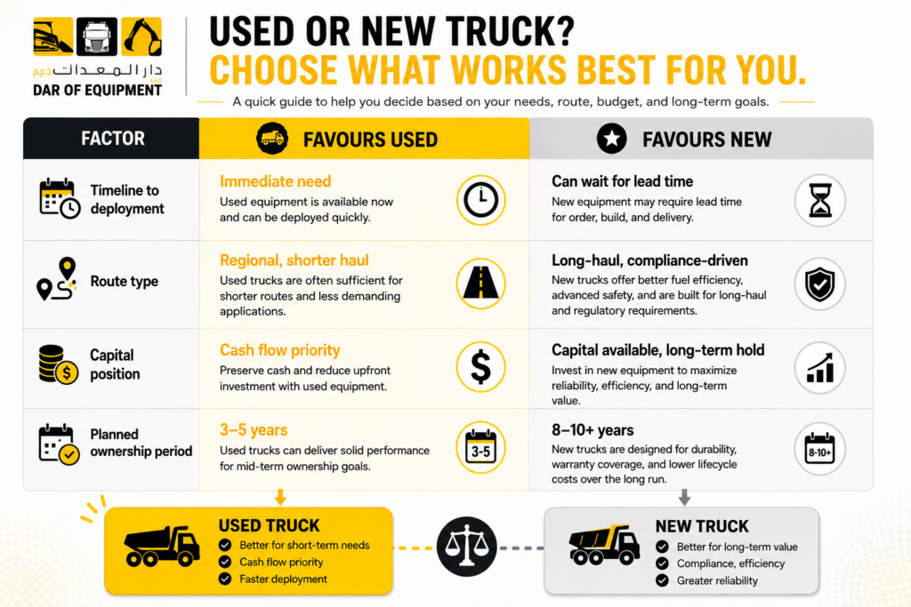 Used or new truck-which one to buy infographic